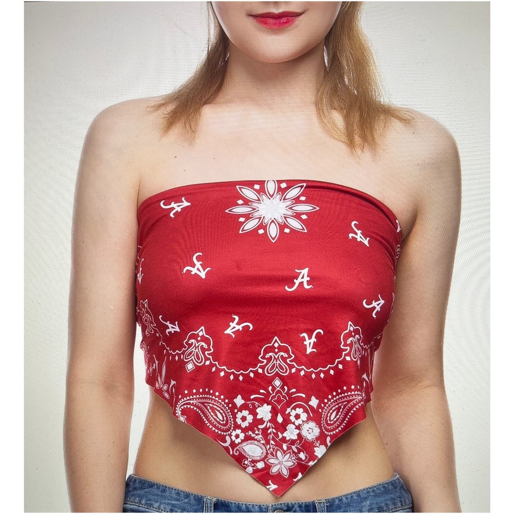 ZOOZATZ Alabama Crimson Tide Bandana Bandeau Top Scarf Tube OSFM Red White